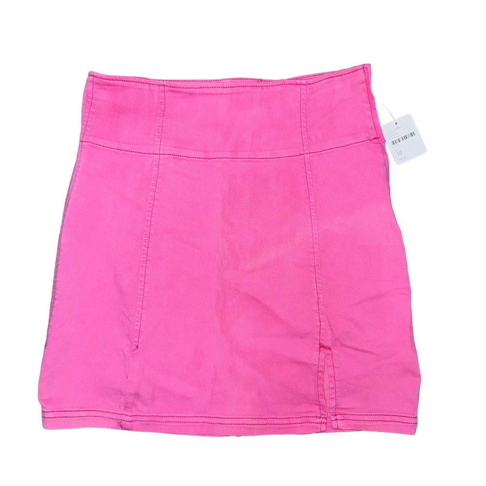Free People Holding Onto a Dream Pink Denim Mini Skirt